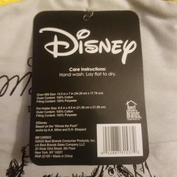 2 Pack Disney Winnie the Pooh Eeyore Oversized Oven Mitt & Pot Holder Black NWT - Picture 4 of 5